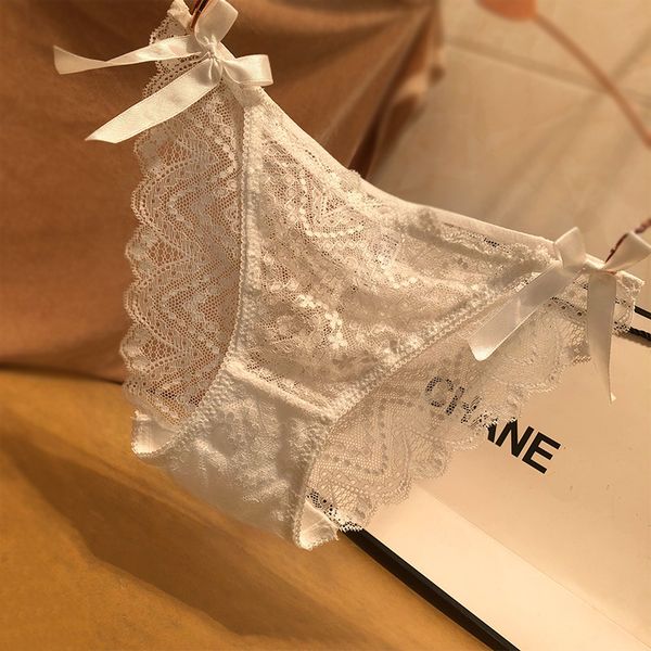 lace bow low waist briefs for women, Black;pink
