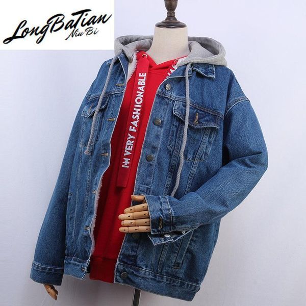 women's jackets 2021 winter short black hooded denim coat women thick warm outerwear removable lambswool liner jeans jacket female1, Black;brown
women's jackets 2021 winter short black hooded denim coat women thick warm outerwear removable lambswool liner jeans jacket female1, Black;brown