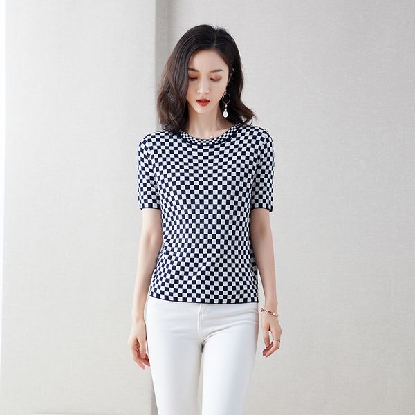 knitted pullovers women sweaters 2021 summer short sleeve fashion thin o-neck chic plaid pullover jumpers pull femme knit t200910, White;black
knitted pullovers women sweaters 2021 summer short sleeve fashion thin o-neck chic plaid pullover jumpers pull femme knit t200910, White;black