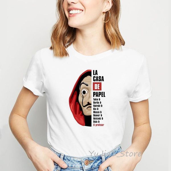 la casa de papel t shirt camiseta mujer money heist tees tv series cartoon print t-shirt women harajuku shirt funny tshirts, White 
la casa de papel t shirt camiseta mujer money heist tees tv series cartoon print t-shirt women harajuku shirt funny tshirts, White