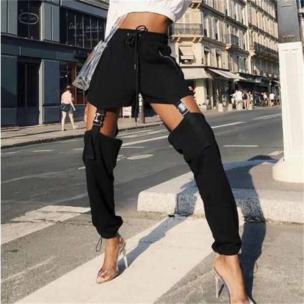 2021 new streetwear detachable black buckle joggers sweatpants high waist retail load women's pants hare capris 63jo, Black;white
2021 new streetwear detachable black buckle joggers sweatpants high waist retail load women's pants hare capris 63jo, Black;white