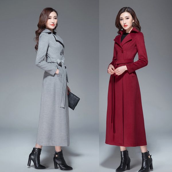 women 2019 coats autumn and winter classic solid color belt large size wool slim thin thick long hair coat femalex1020, Black
women 2019 coats autumn and winter classic solid color belt large size wool slim thin thick long hair coat femalex1020, Black