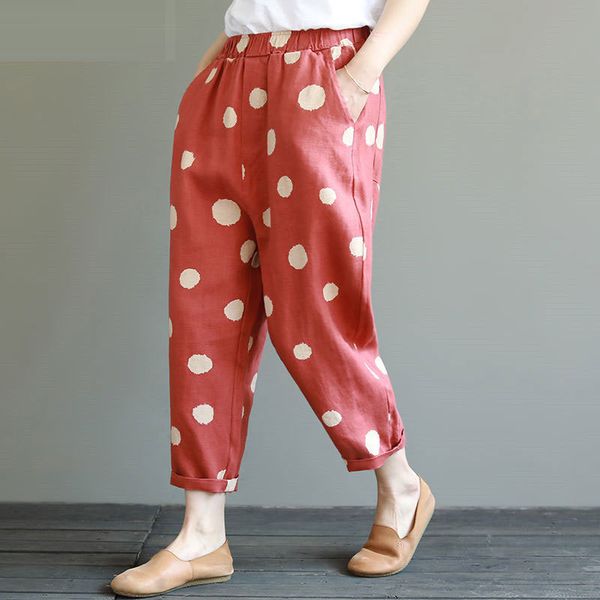 90% cotton vintage loose harem pants spring summer dot print elastic waist casual cotton linen ankle-length pants plus size d69 1020, Black;white
90% cotton vintage loose harem pants spring summer dot print elastic waist casual cotton linen ankle-length pants plus size d69 1020, Black;white
