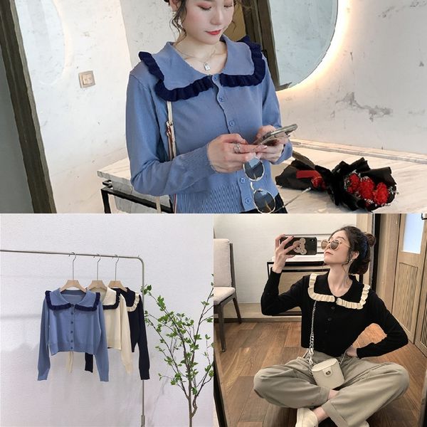 wvgjl cute baby collar long contrast knitted jacket jacketdoll jacket cardigan women's short high waist loose thin color sleeve jin dab, White
wvgjl cute baby collar long contrast knitted jacket jacketdoll jacket cardigan women's short high waist loose thin color sleeve jin dab, White
