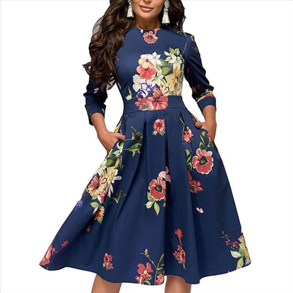 apparel autumn women elegant flower feather print 3 4 sleeve round neck a line dress drop shipping, Black;gray
apparel autumn women elegant flower feather print 3 4 sleeve round neck a line dress drop shipping, Black;gray