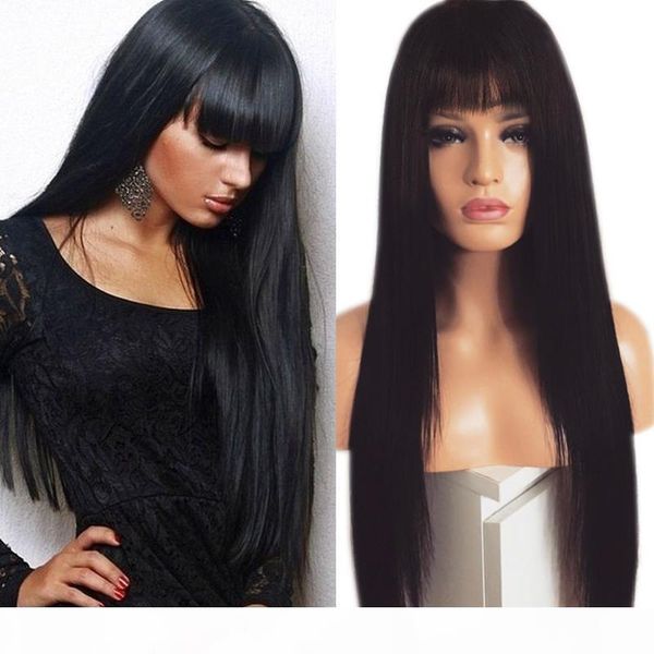 synthetic lace front wig bangs heat resistant natural black hair long straight synthetic wigs with bang for black women, Black;brown
synthetic lace front wig bangs heat resistant natural black hair long straight synthetic wigs with bang for black women, Black;brown