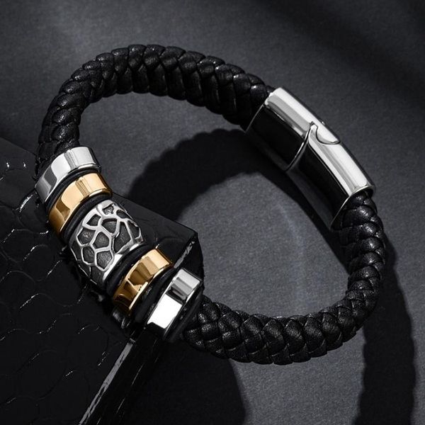 charm bracelets fashion trend men's retro pure steel lace leather hand-woven classic sports boutique male star bracelet, Golden;silver
charm bracelets fashion trend men's retro pure steel lace leather hand-woven classic sports boutique male star bracelet, Golden;silver