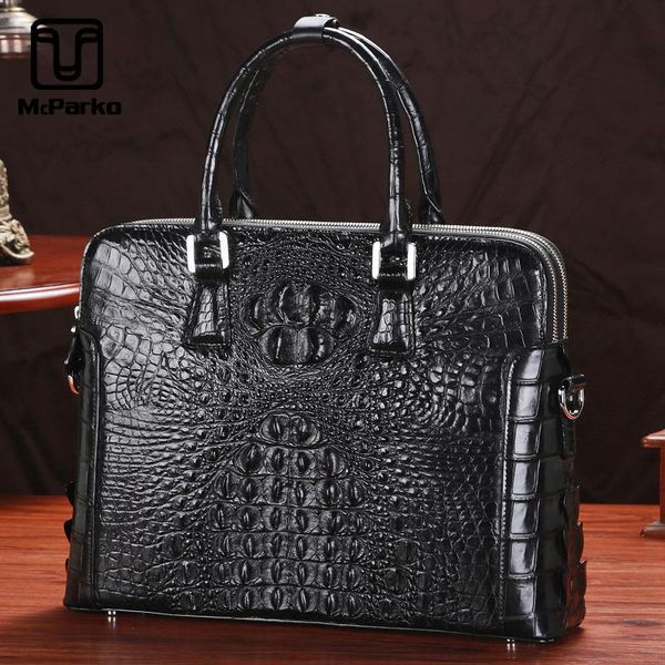 briefcases mcparko luxury men briefcase genuine leather crocodile formal business hand bag shoulder brown quality