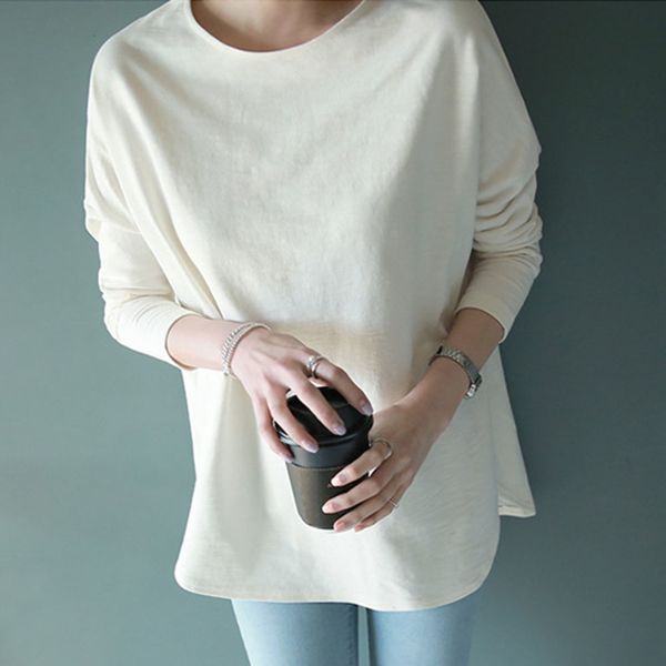 2021 new korean version t-shirt spring autumn simplicity fashion round neck long sleeve split base coat 6aaf, White
2021 new korean version t-shirt spring autumn simplicity fashion round neck long sleeve split base coat 6aaf, White