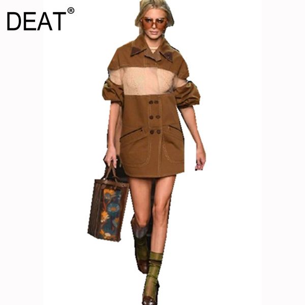 deat turn-down collar full sleeves mesh transparent double breasted high waist kahki color jacket fashion coat wm28904l 201026, Black;brown
deat turn-down collar full sleeves mesh transparent double breasted high waist kahki color jacket fashion coat wm28904l 201026, Black;brown