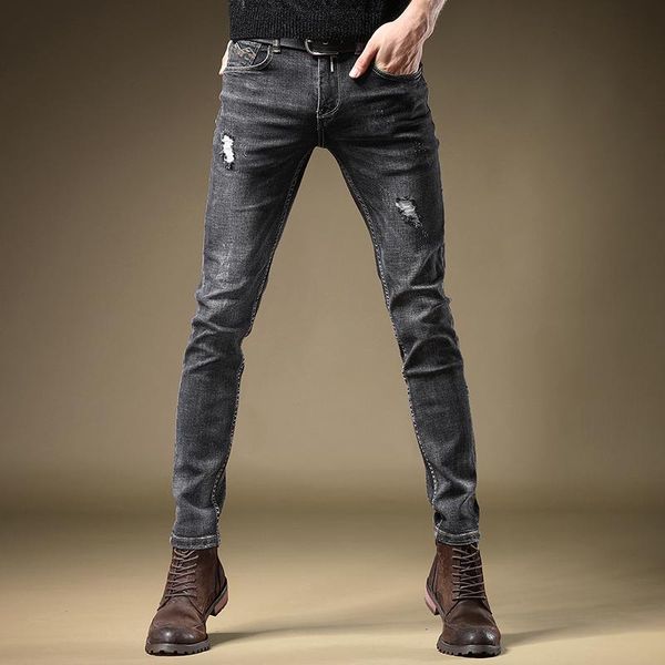 men's jeans men stretch ripped black straight pants slim fit causal streetwear cotton solid color denim trousers, Blue
men's jeans men stretch ripped black straight pants slim fit causal streetwear cotton solid color denim trousers, Blue