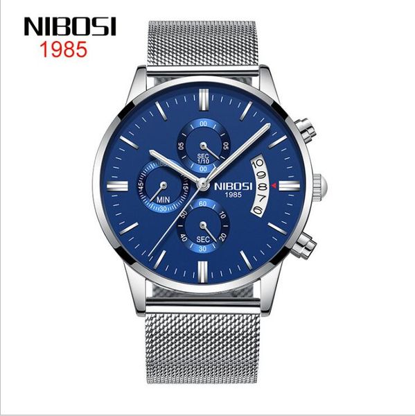 20 style nibosi butterfly button solid silver band blue dail men's watch waterproof coated glass luminous three-eye 6-pin quartz watch, Slivery;brown
20 style nibosi butterfly button solid silver band blue dail men's watch waterproof coated glass luminous three-eye 6-pin quartz watch, Slivery;brown
