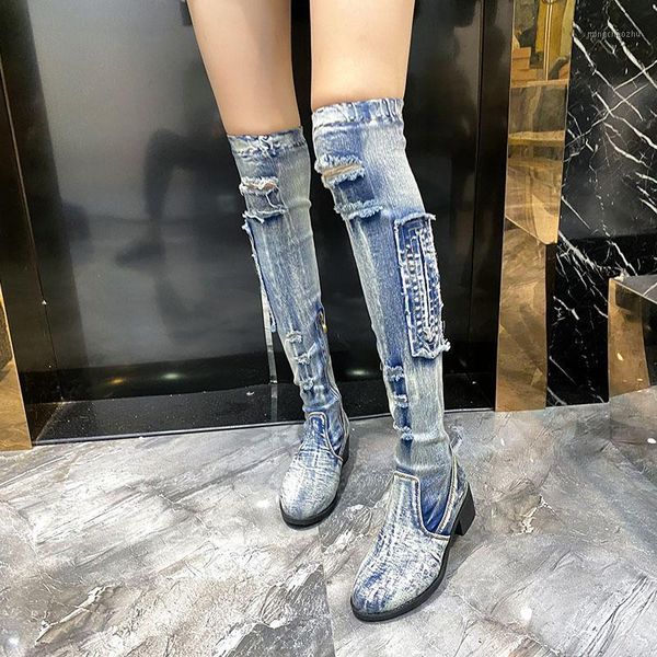 handmade women blue denim long boots round toe over the knee riding botas fashion hole design autumn botines chunky heels zapato1, Black
handmade women blue denim long boots round toe over the knee riding botas fashion hole design autumn botines chunky heels zapato1, Black