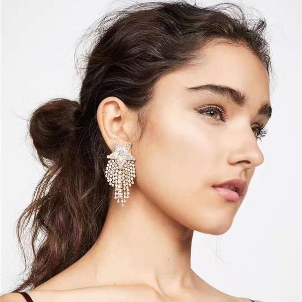 Ztech Luxury Shiny Rhinestone Star Show Big Long Dangle Earrings for Women Fashion Jewelry Trendy Statement Earrings Accessories, Silver
Ztech Luxury Shiny Rhinestone Star Show Big Long Dangle Earrings for Women Fashion Jewelry Trendy Statement Earrings Accessories, Silver