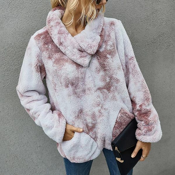 ladies fashion tie dye pullover sweatshirt with pocket female plush outwear warm soft overcoat, Black
ladies fashion tie dye pullover sweatshirt with pocket female plush outwear warm soft overcoat, Black