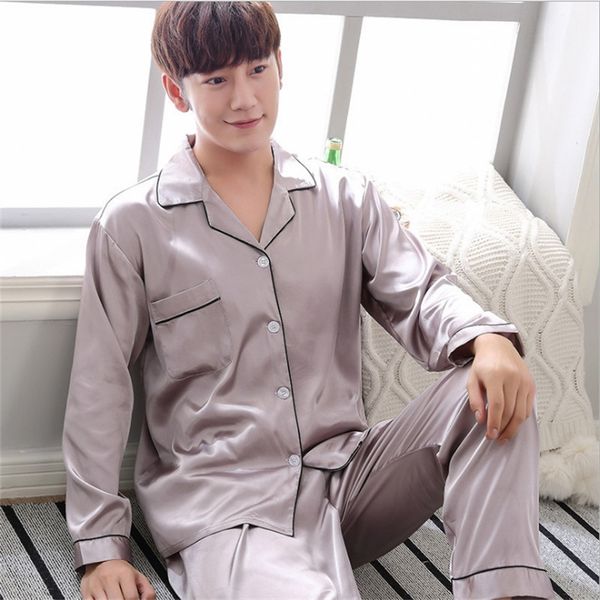 four seasons button closure home-wear chinese style satin silk pajamas sets long sleeve male turn down collar pijama, Black;brown
four seasons button closure home-wear chinese style satin silk pajamas sets long sleeve male turn down collar pijama, Black;brown