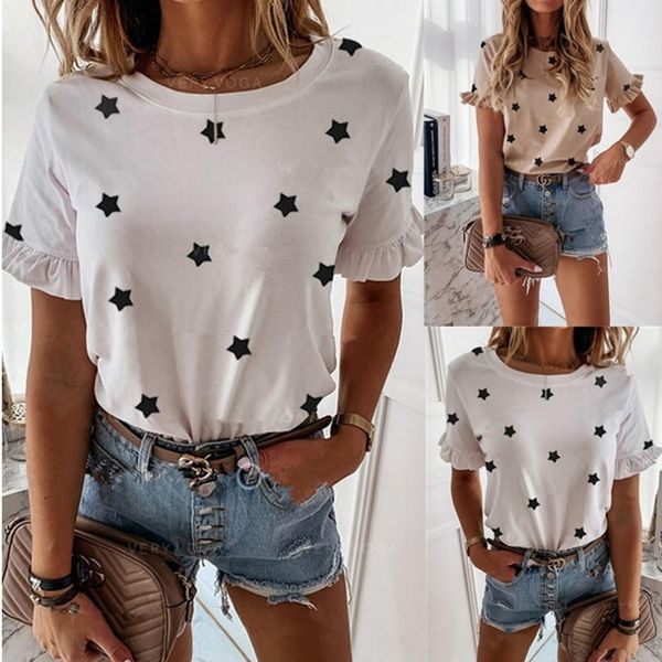 2020 summer female star print short sleeve casual fashion coat t-shirt t-shirt woman kcsvf, White
2020 summer female star print short sleeve casual fashion coat t-shirt t-shirt woman kcsvf, White