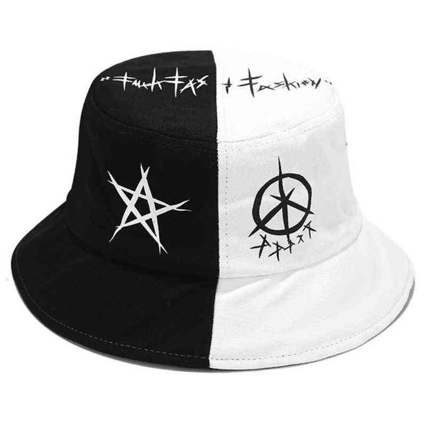 black white color block bucket hat star eye graffiti print fisherman cap f3md, Blue;gray
black white color block bucket hat star eye graffiti print fisherman cap f3md, Blue;gray