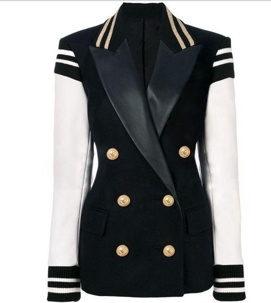 women's suits & blazers high street fashion 2021 stylish black white blazer jacket pu leatherette sleeve patchwork lion buttons, White;black
women's suits & blazers high street fashion 2021 stylish black white blazer jacket pu leatherette sleeve patchwork lion buttons, White;black