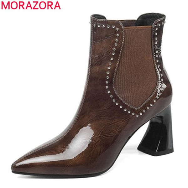 morazora 2020 genuine leather boots thick high heels pointed toe ladies shoes autumn winter slip-on ankle boots women, Black
morazora 2020 genuine leather boots thick high heels pointed toe ladies shoes autumn winter slip-on ankle boots women, Black