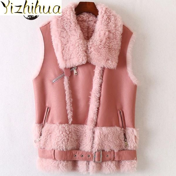 women's vests splice winter sheepskin wool vest women casual zipper medium long waistcoat streetwear pink real fur warm sleeveless jack, Black;white
women's vests splice winter sheepskin wool vest women casual zipper medium long waistcoat streetwear pink real fur warm sleeveless jack, Black;white