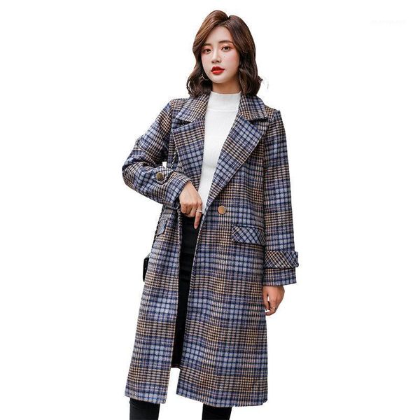 women's wool & blends u-swear tartan coat female long section korean 2021 autumn and winter models slim waist check woolen coats1, Black
women's wool & blends u-swear tartan coat female long section korean 2021 autumn and winter models slim waist check woolen coats1, Black