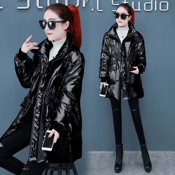 face down women's 2020 new autumn and winter clothing bright color padded jacket middle section cotton, Black
face down women's 2020 new autumn and winter clothing bright color padded jacket middle section cotton, Black