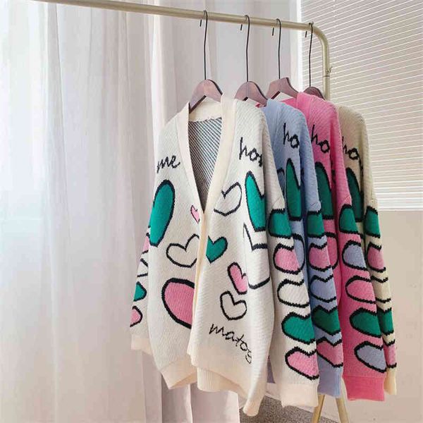 women's sweaters autumn and winter women's casual love pattern v-neck long-sleeved cardigan loose sweater qk4y, White;black
women's sweaters autumn and winter women's casual love pattern v-neck long-sleeved cardigan loose sweater qk4y, White;black