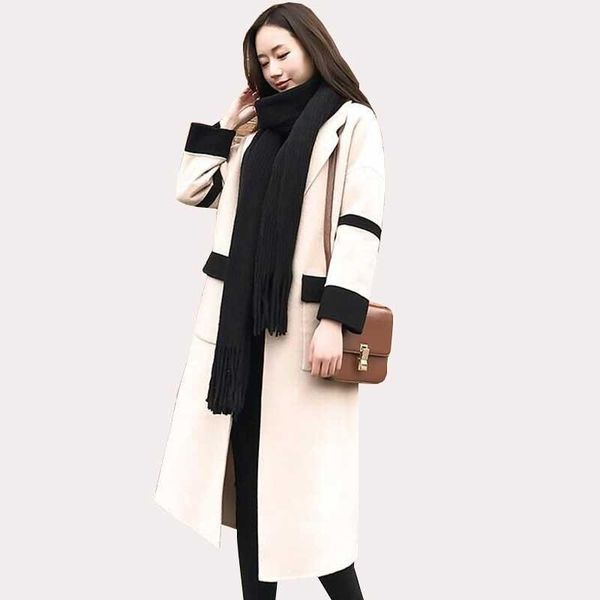 fashion long woolen coat winter women stitching over the knee thick parka lapel slim female wool overcoat casaco feminino ls0581, Black
fashion long woolen coat winter women stitching over the knee thick parka lapel slim female wool overcoat casaco feminino ls0581, Black