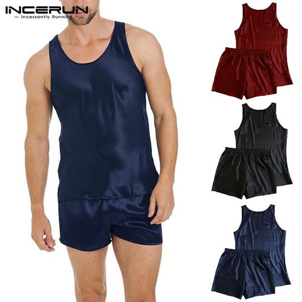 mens stain silk men pajamas pajamas suit sleeveless tank mini shorts soft louge robe casual sleepwear masculina incerun1, Black;brown
mens stain silk men pajamas pajamas suit sleeveless tank mini shorts soft louge robe casual sleepwear masculina incerun1, Black;brown