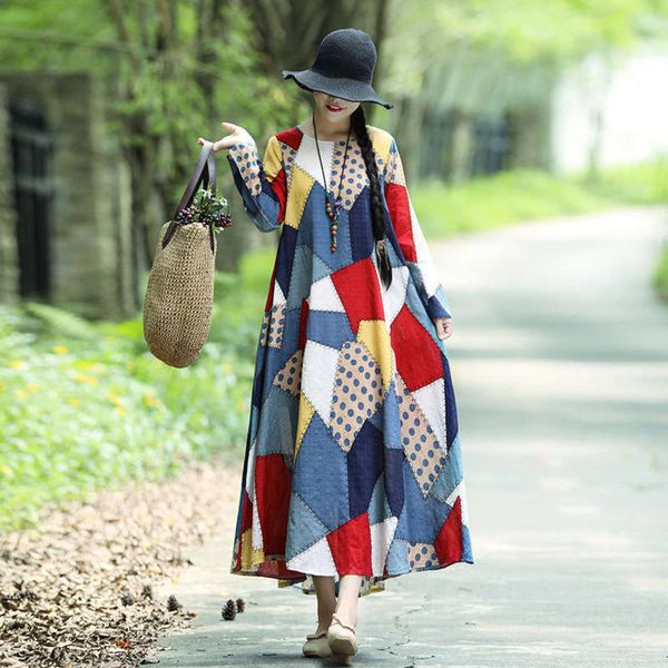 style national spring medium size new loose cotton linen printed long sleeve dress, Black;gray
style national spring medium size new loose cotton linen printed long sleeve dress, Black;gray