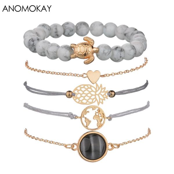 2020 trendy turtle heart map pineapple charm wrap bracelet women fashion jewelry gold color handwork rolo chain bracelet, Black
2020 trendy turtle heart map pineapple charm wrap bracelet women fashion jewelry gold color handwork rolo chain bracelet, Black