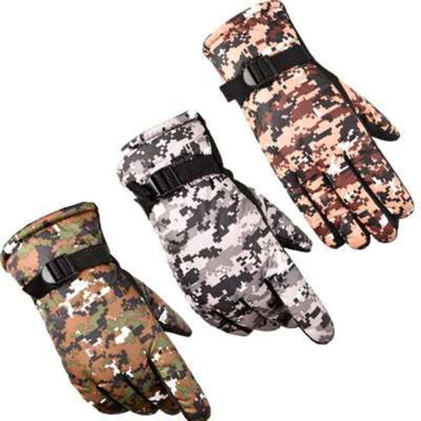five-finger camouflage warm gloves plus velvet thick mitten cold-proof riding glove suitable for outdoor riding fashion accessories, Blue;gray 
five-finger camouflage warm gloves plus velvet thick mitten cold-proof riding glove suitable for outdoor riding fashion accessories, Blue;gray