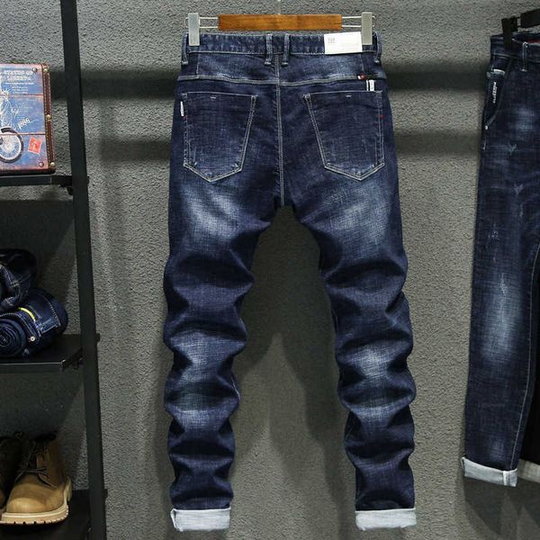 spring and summer men's brand slim fit small leg straight tube jeans korean fashion casual pants, Blue
spring and summer men's brand slim fit small leg straight tube jeans korean fashion casual pants, Blue