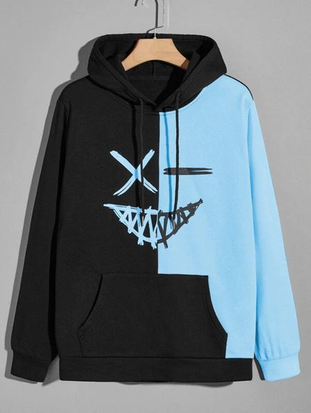 men two tone graphic print kangaroo pocket drawstring hoodie s3cx#, Black
men two tone graphic print kangaroo pocket drawstring hoodie s3cx#, Black