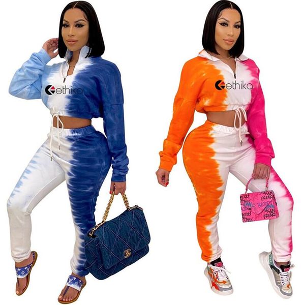 дизайнер tie dye printed tracksuit женщины zipper шеи высокий воротник длинные брюки sweatpants outfit дамы из двух частей брюки streetwear, White
дизайнер tie dye printed tracksuit женщины zipper шеи высокий воротник длинные брюки sweatpants outfit дамы из двух частей брюки streetwear, White