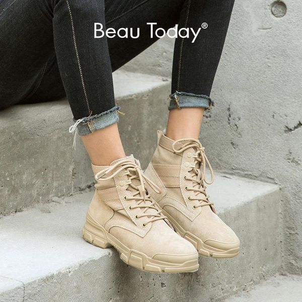 beautoday ankle boots women cow suede leather canvas combat boot cross-tied round toe autumn winter lady desert shoes 04024, Black
beautoday ankle boots women cow suede leather canvas combat boot cross-tied round toe autumn winter lady desert shoes 04024, Black