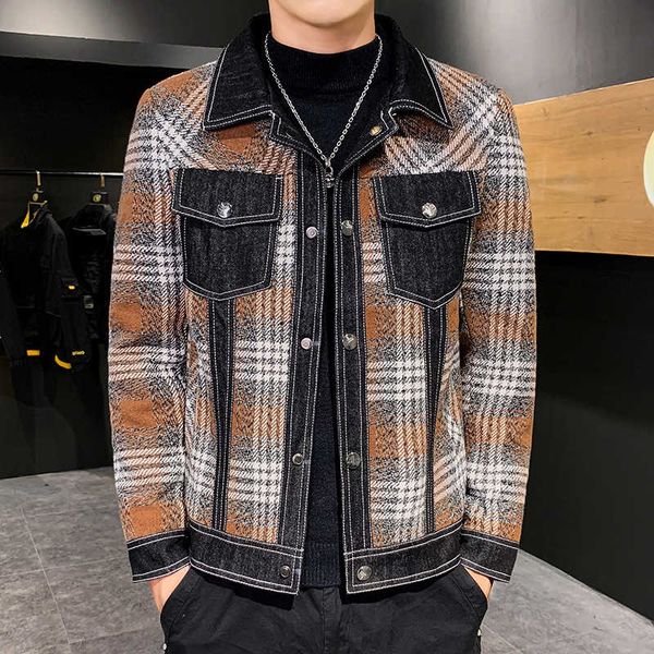 obcy men's woollen jacket autumn and winter fashion brand versatile plaid coat, Black;brown
obcy men's woollen jacket autumn and winter fashion brand versatile plaid coat, Black;brown
