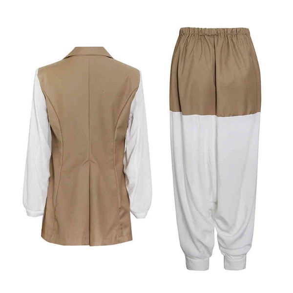 women's two piece pants twotwinstyle casual set for women notched flare long sleeve blazer high waist hit color sets female fashion vwa, White
women's two piece pants twotwinstyle casual set for women notched flare long sleeve blazer high waist hit color sets female fashion vwa, White