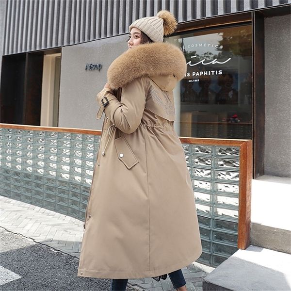 fashion solid cotton liner parker down parkas new long hooded winter jacket women adjustable waist warm fur collar coat y201012, Black
fashion solid cotton liner parker down parkas new long hooded winter jacket women adjustable waist warm fur collar coat y201012, Black
