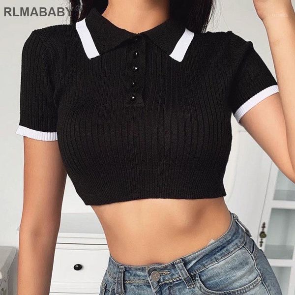black turn-down collar short sleeve cropped tshirts knitted ribbed summer women button streetwear short tee shirt for women1, White
black turn-down collar short sleeve cropped tshirts knitted ribbed summer women button streetwear short tee shirt for women1, White