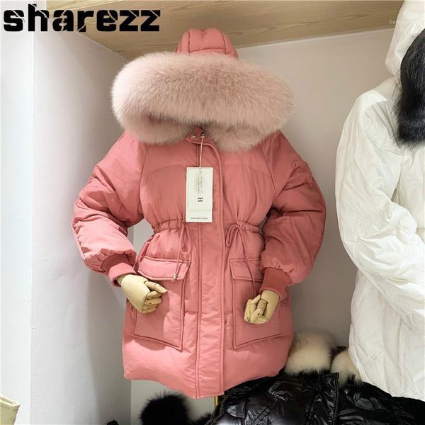 big real fur collar winter 90% duck down jacket woman korean puffue coat hooded slim thick warm long sleeve loose down parka1, Black 
big real fur collar winter 90% duck down jacket woman korean puffue coat hooded slim thick warm long sleeve loose down parka1, Black
