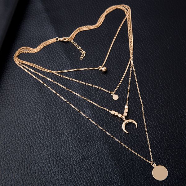 exaggerated multi-layer clavicle chain ins chaopai net red moon round piece pendant temperament long necklace woman, Silver
exaggerated multi-layer clavicle chain ins chaopai net red moon round piece pendant temperament long necklace woman, Silver