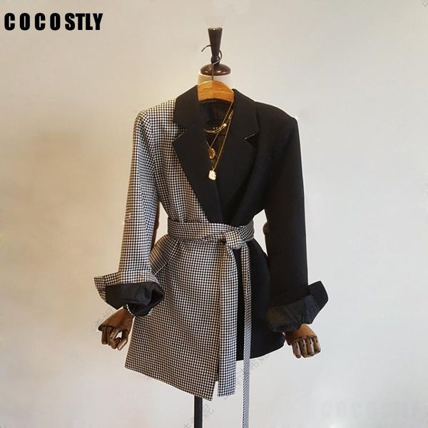 ins korean style autumn design blazer women split joint lattice irregular blazers high waist long fund loose coat woman, White;black
ins korean style autumn design blazer women split joint lattice irregular blazers high waist long fund loose coat woman, White;black