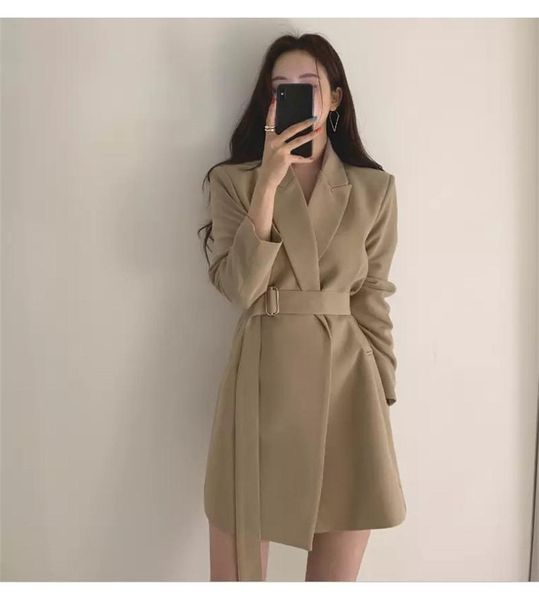 autumn women's long blazers jacket with belt female notched outerwear office lady coat england style cardigan black blazer, White;black
autumn women's long blazers jacket with belt female notched outerwear office lady coat england style cardigan black blazer, White;black