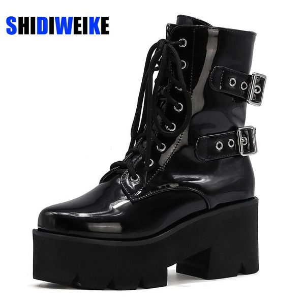 женщина узелок осень зима boots женщин ladies коренастый платформы черный лакированные ботильоны punk goth новое прибытие 2020, Black
женщина узелок осень зима boots женщин ladies коренастый платформы черный лакированные ботильоны punk goth новое прибытие 2020, Black
