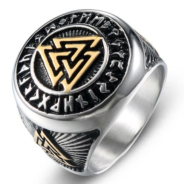 2020 new titanium steeleuropean and american retro style men's viking nordic triangle symbol valknut gold toe rings the, Silver
2020 new titanium steeleuropean and american retro style men's viking nordic triangle symbol valknut gold toe rings the, Silver