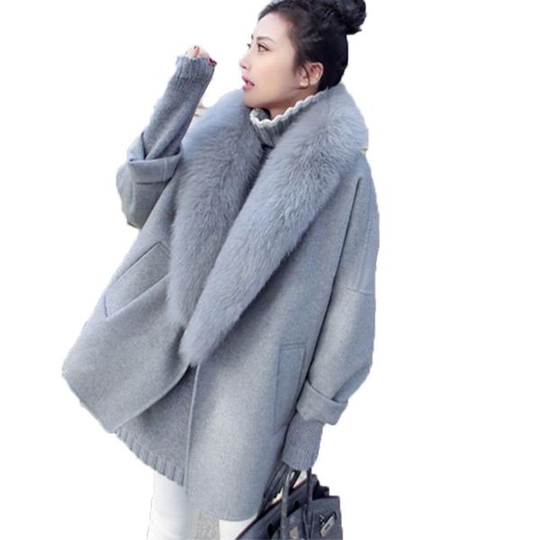 autumn winter woolen coat women 2020 new korean popular cashmere overcoat large fur collar long loose woolen coat abrigo mujer, Black 
autumn winter woolen coat women 2020 new korean popular cashmere overcoat large fur collar long loose woolen coat abrigo mujer, Black