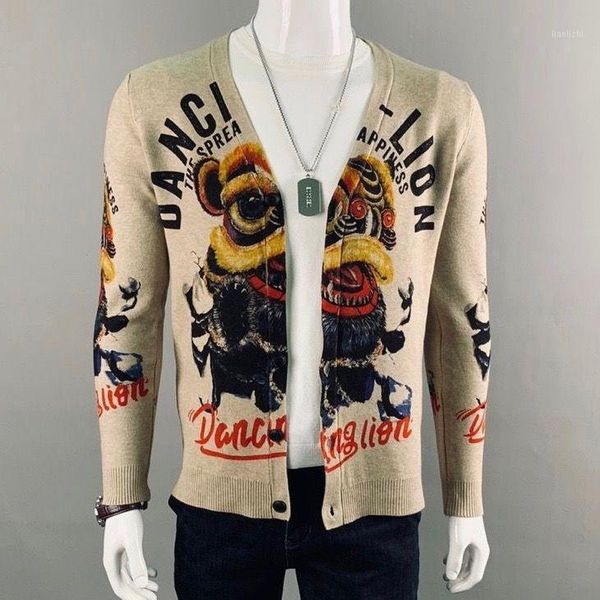 men's animal print sweater coat casual fashion british style individual knitwear youth handsome sweater fashion1, White;black
men's animal print sweater coat casual fashion british style individual knitwear youth handsome sweater fashion1, White;black