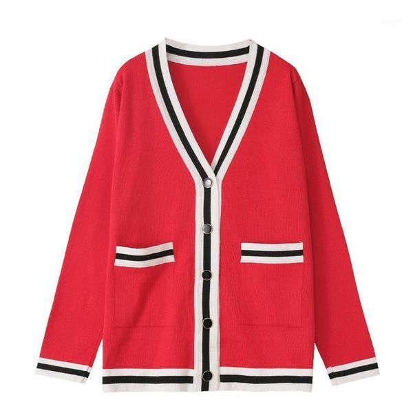 vintage knitted cardigan v-neck fashion oversize women fall red sweater coat clothes pockets long sleeve color-block lady jumper1, White
vintage knitted cardigan v-neck fashion oversize women fall red sweater coat clothes pockets long sleeve color-block lady jumper1, White